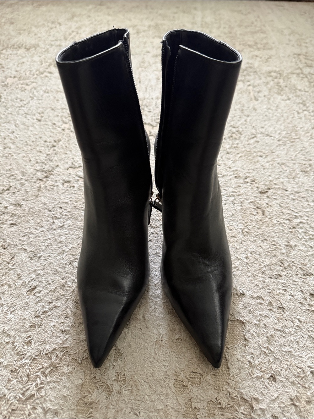 Schutz Classic Black Pointed Toe Ankle Boots